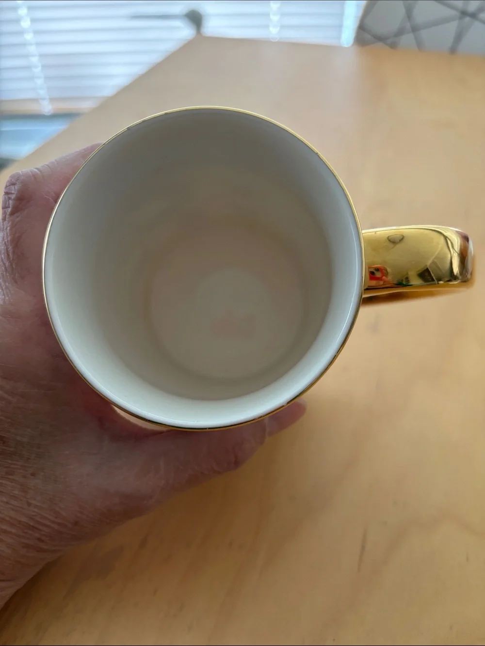 Rifle Paper Co. White Ceramic Mug with Gold Handle and Cute Dog Illustrations